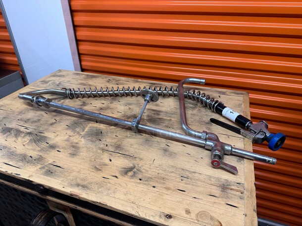 Working! T&S  32 inch  Wall Mount Pre Rinse Faucet - 1.15 GPM, Base with Nozzle NSF - Image 2 of 4