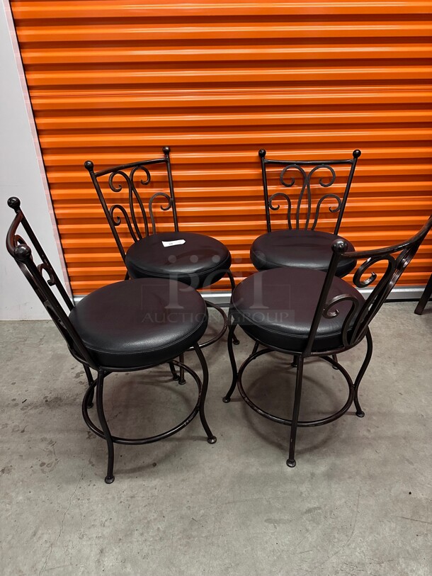 Clean! Classic Luxury Metal Upholstered Black Leather Dining Chair Heavy Duty  - Image 4 of 10