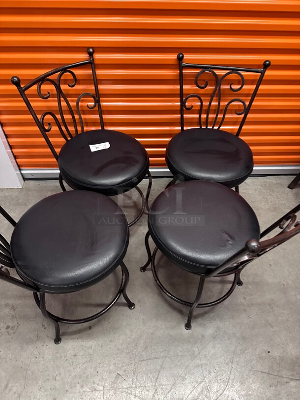 Clean! Classic Luxury Metal Upholstered Black Leather Dining Chair Heavy Duty  - Image 5 of 10