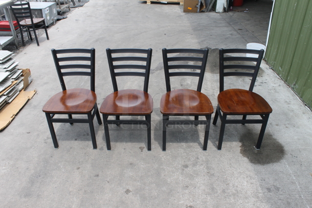 4 Ladderback Dining Chairs w/ Wood Seats. Stock Picture - Cosmetic Condition May Vary. 4 Times Your Bid!