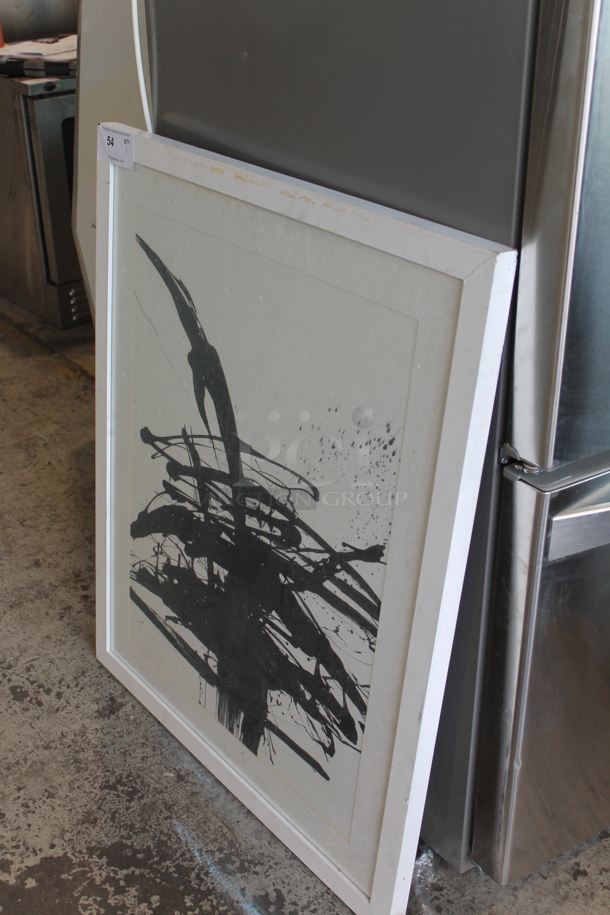 Framed Picture of Abstract Black and White Painting. - Image 2 of 3