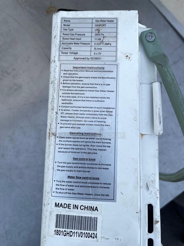 Clean! Marey GA5PORT Portable Propane Gas Tankless Water Heater, Small, White NSF  - Image 6 of 9