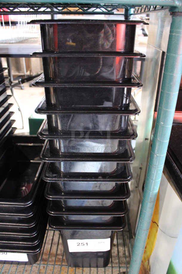 ALL ONE MONEY! Lot of 10 Cambro Black Poly 1/3 Size Drop In Bins. 1/3x8