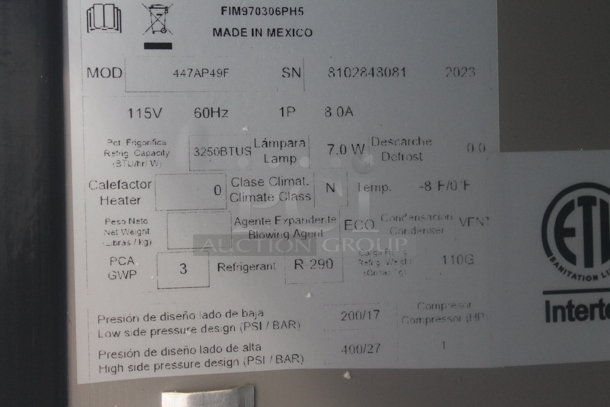 BRAND NEW SCRATCH AND DENT! 2023 Avantco 447AP49F Stainless Steel Commercial 2 Door Reach In Freezer. 115 Volts, 1 Phase. Tested and Working! - Image 10 of 10
