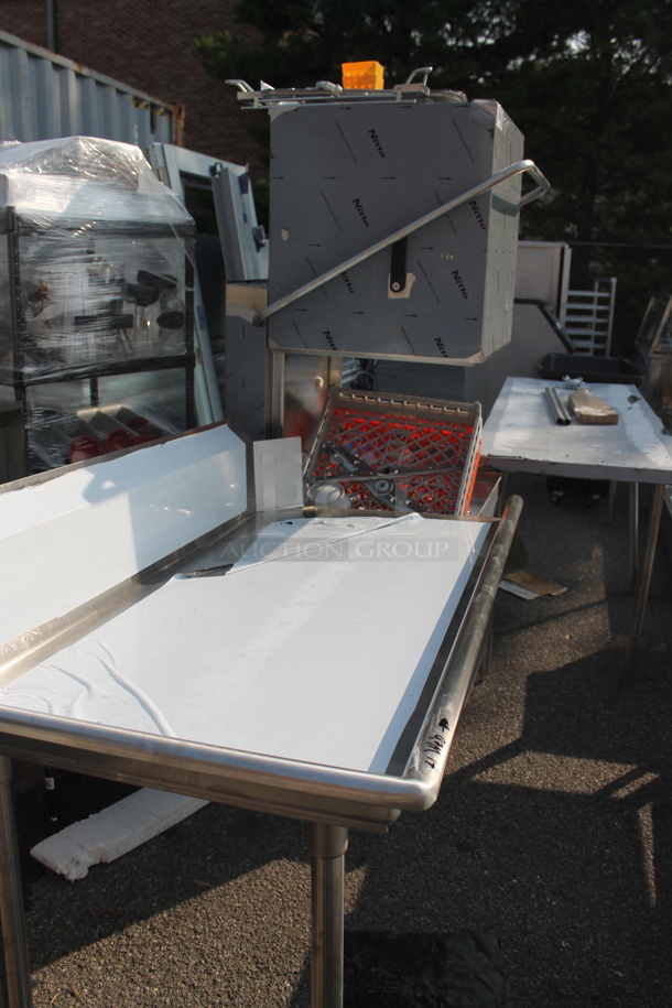 BRAND NEW SCRATCH AND DENT! 2023 Main Street Equipment 541HTDT401 Stainless Steel Straight Pass Through Single Rack High-Temperature Dishwasher with Booster Heater and Regency Left Side Clean Side Dishwasher Table. 208-240 Volts, 1 Phase. - Image 2 of 12