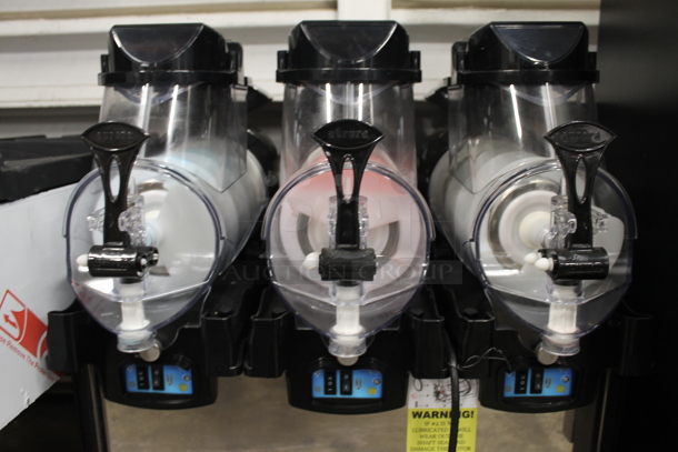 LIKE NEW! Carnival King Aurora 3 Commercial Stainless Steel Electric Countertop Triple Bowl Frozen Beverage Dispenser. 120V. Tested And Working!  - Image 3 of 12