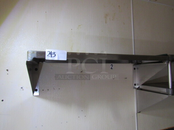 One 36X14 Wall Mount Stainless Shelf.  BUYER MUST REMOVE.