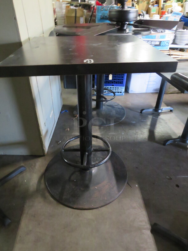 Wooden Black Table Top On Assorted  Bar Height Base. 30X30X42