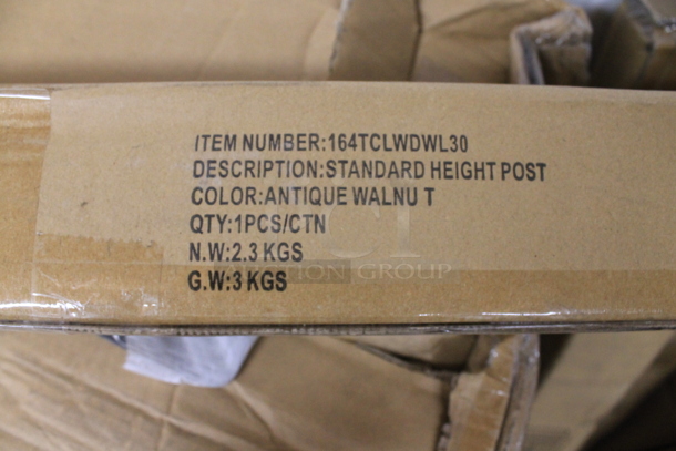 ALL ONE MONEY! Lot of 4 BRAND NEW SCRATCH AND DENT Lancaster Table & Seating Dining Height Table Bases; 4 164TBTSWD22 Table Base Spider and Plate, 4 164TCLWDWL30 Antique Walnut Standard Height Posts. Stock Picture - Cosmetic Condition May Vary.  - Image 3 of 5