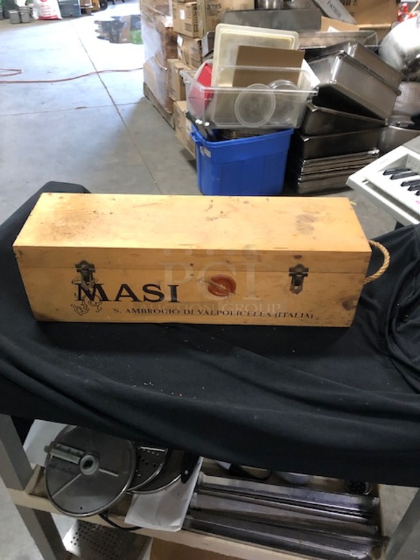 One Wooden MASI Wine Bottle Box. 6X6X19. 