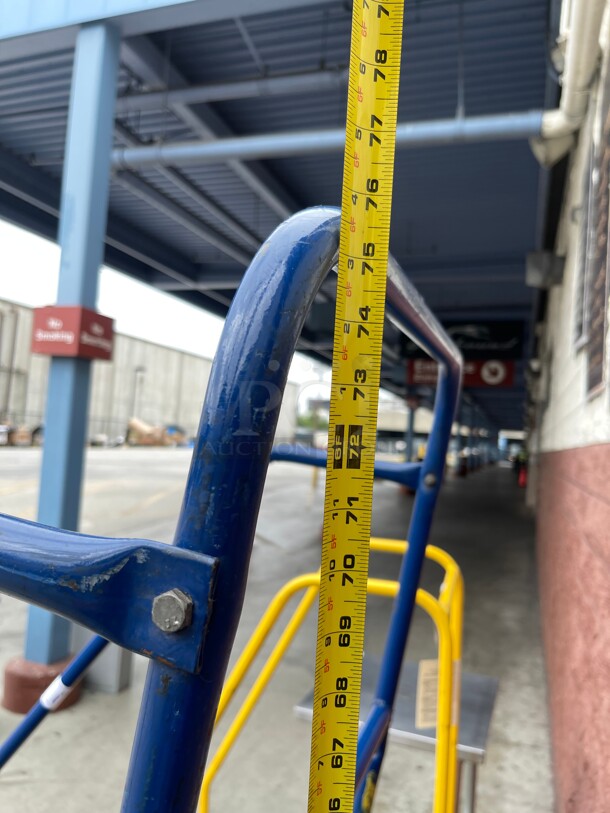 Nice! 78 in H Steel Rolling Ladder, 4 Steps, 450 lb Load Capacity NSF Blue Color - Image 7 of 7