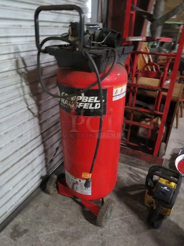 One Campbell Hausfeld 32 Gallon Air Compressor. 120 Volt. Model# WL660800RB. - Image 1 of 3