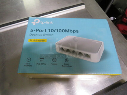 One NEW TP Link 5 Port Desktop Switch. Model# TL-SF1005D.