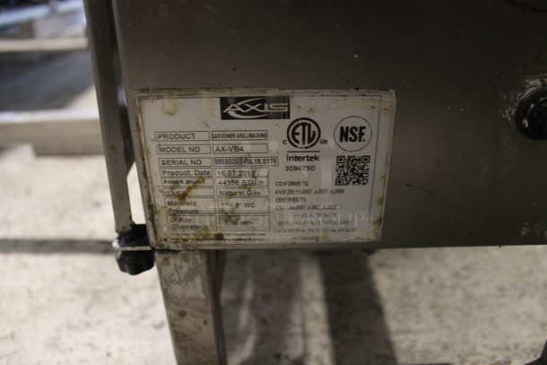 2018 Axis AX-VB4 Stainless Steel Commercial Countertop Natural Gas Powered Vertical Broiler Gyro Machine. - Image 6 of 7