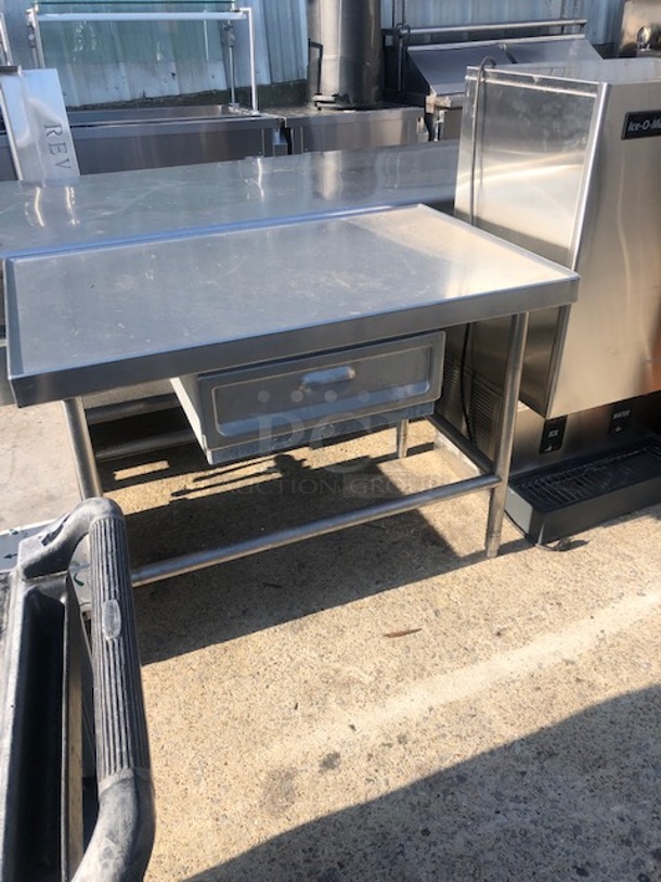 One Stainless Steel Table With 1 Drawer. 48X30X34