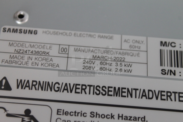 BRAND NEW IN BOX! 2022 Samsung NZ24T4360RK Metal Commercial Electric Powered Drop In 4 Burner Range. 208/240 Volts. - Image 8 of 8