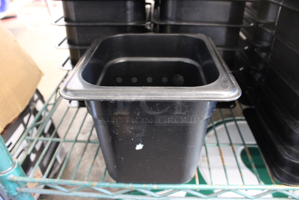 ALL ONE MONEY! Lot of 12 Cambro Black Poly 1/6 Size Drop In Bins! 1/6x6