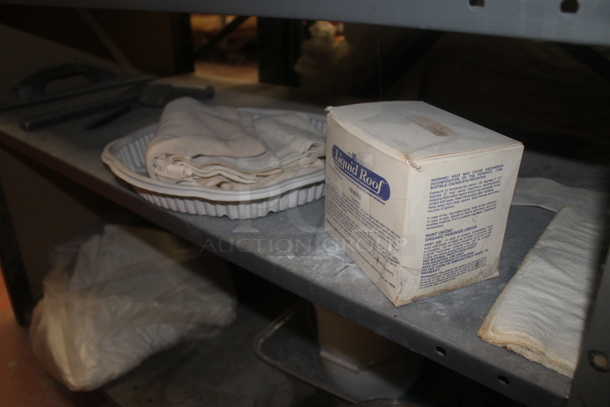 Gray Metal Shelving Unit w/ Contents Including Poly Bucket and Paint Roller Brushes. BUYER MUST REMOVE. - Image 9 of 9