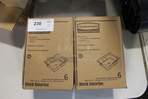 2 BRAND NEW! Boxes of 6 Rubbermaid 1/6 Size Drop In Bins. 1/6x4. 2 Times Your Bid!