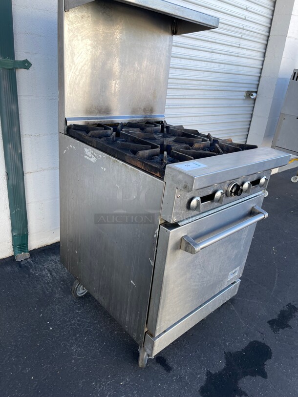 Clean! Stratus Commercial 24 inch  Range 4 Open Burner Gas Oven Stratus SR-4 #7224 Commercial Stove NSF USA On Casters Tested and Working! - Image 7 of 10
