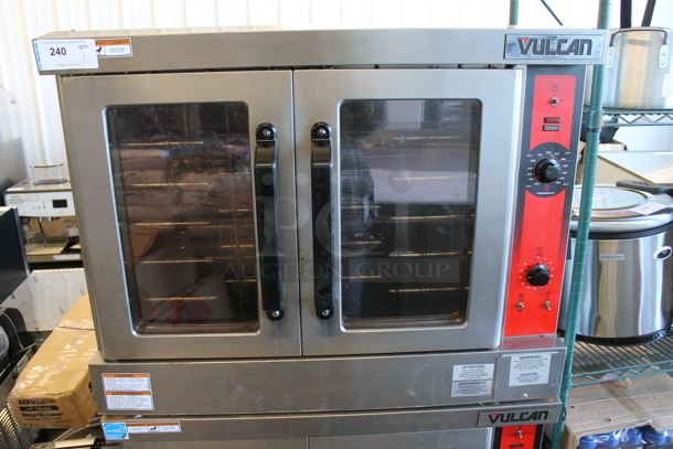 2 LIKE NEW! Vulcan VC4ED Stainless Steel Commercial Electric Powered Full Size Convection Ovens w/ View Through Doors, Metal Oven Racks and Thermostatic Controls. 208 Volts, 3/1 Phase. 2 Times Your Bid! - Image 3 of 11