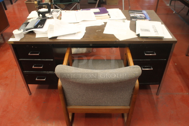 ALL ONE MONEY! Lot of Various Items Including Black Metal 5 Drawer Desk w/ Contents and Chair. BUYER MUST REMOVE. - Image 1 of 6