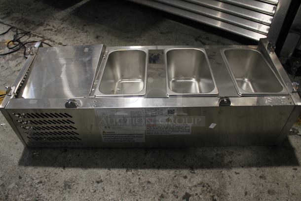 BRAND NEW SCRATCH AND DENT! KoolMore SCDC-3P-SSL Stainless Steel Commercial Countertop Refrigerated Rail w/ 3 Drop In Bins. 115 Volts, 1 Phase. Tested and Does Not Power On - Image 8 of 11