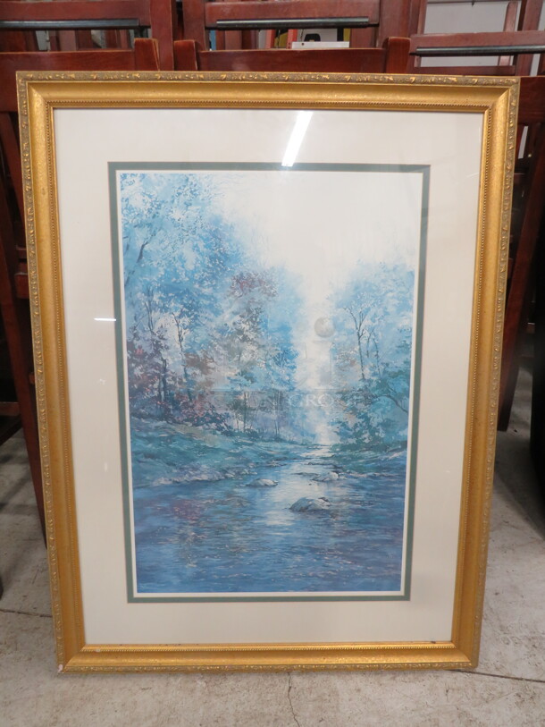 One 33X43.5 Beautiful Framed Matted Picture.