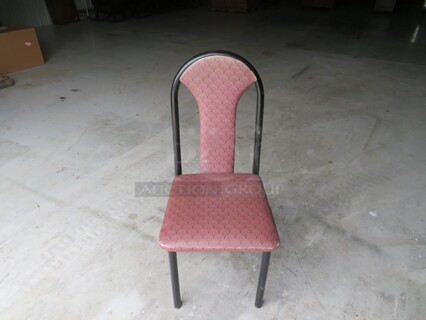 Black Metal Chair With Cushioned Seat And Back. 4XBID