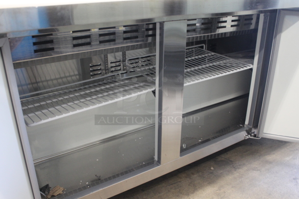 BRAND NEW SCRATCH AND DENT! Avantco 178APT71MHC Stainless Steel Commercial 71" Sandwich Salad Prep Table Bain Marie Mega Top on Commercial Casters. Tested and Working! - Image 5 of 7