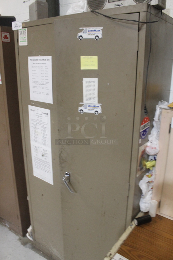 Gray Metal 2 Door Cabinet w/ Contents Including Labels. - Image 2 of 6