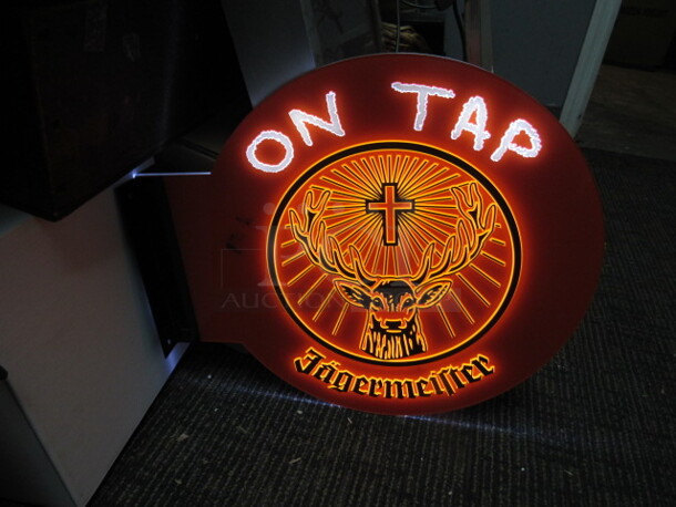 One 15 Inch Round Jager Lighted Bar Sign.