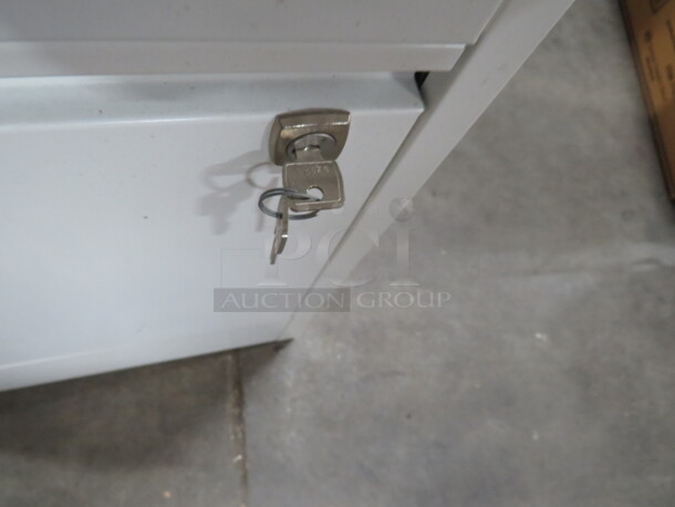 One Bisley 2 Door Metal Filing Cabinet With Keys. 16X16X29 - Image 2 of 4