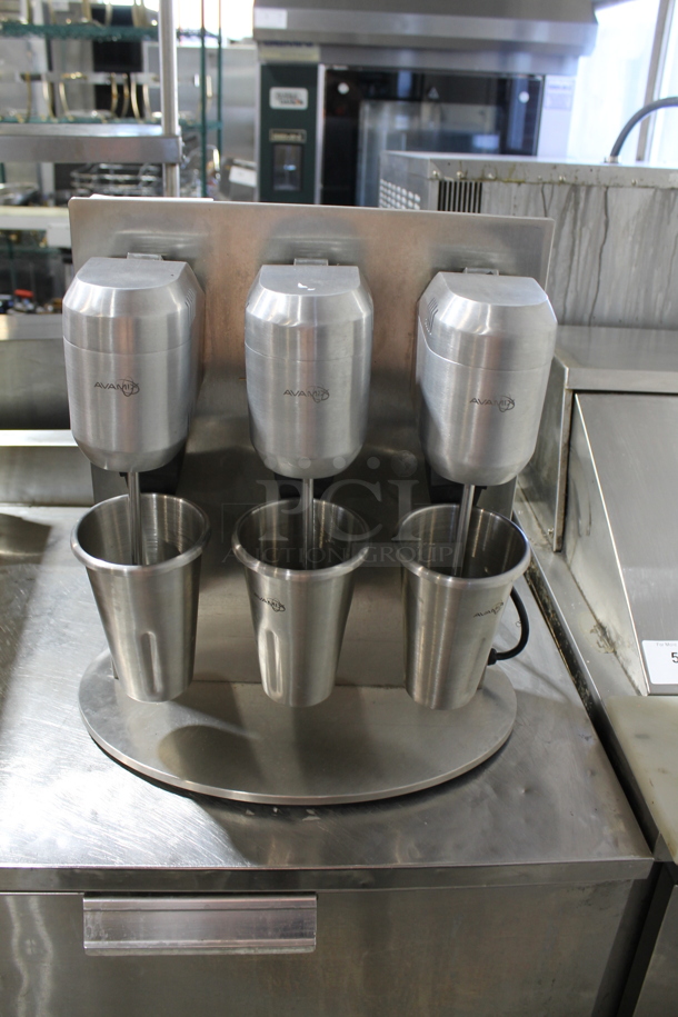 AvaMix DM-B-30C Stainless Steel Commercial Countertop 3 Head Drink Mixer. 120 Volts, 1 Phase. Tested and Working!