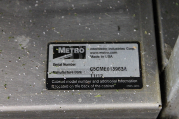 Metro Metal Commercial Single Door Reach In Warming Cabinet on Commercial Casters. Tested and Working!  - Image 3 of 5