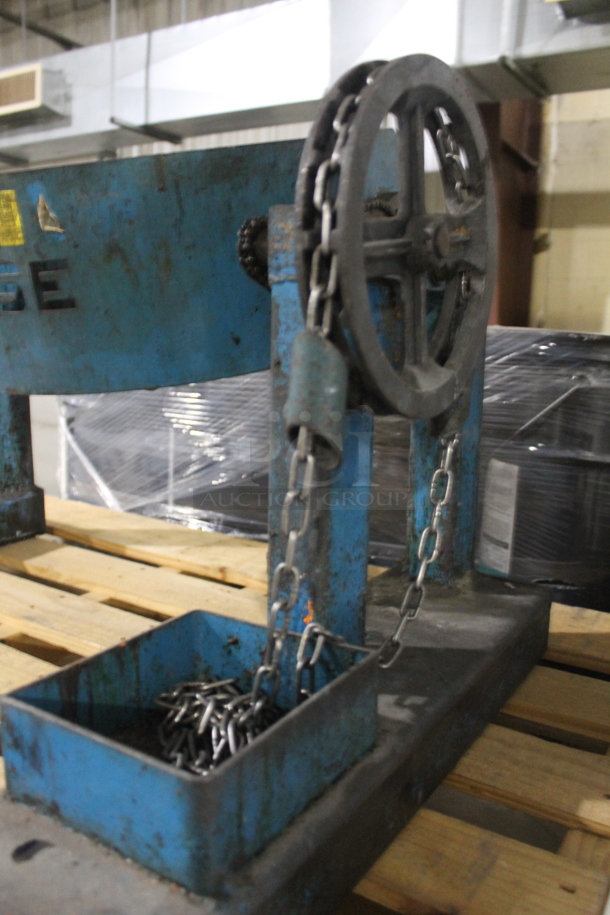 Morse Blue Metal Commercial 800 Pound Capacity Drum Barrel Stand. BUYER MUST REMOVE. - Image 5 of 6