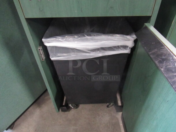One 1 Door Laminate Trash Receptacle With Trash Can On Casters. 26X26X44 - Image 2 of 2