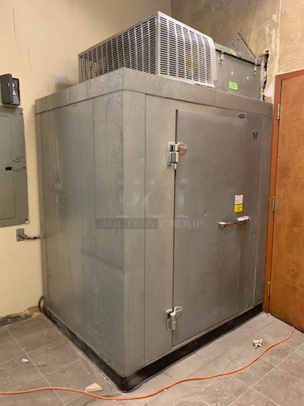 One Norlake Self Contained Walkin Freezer  With Floor. Model# KL45-CL-SUB. 208-230 Volt. 1 Phase. 4X5X6. Working When Removed.  - Image 1 of 4