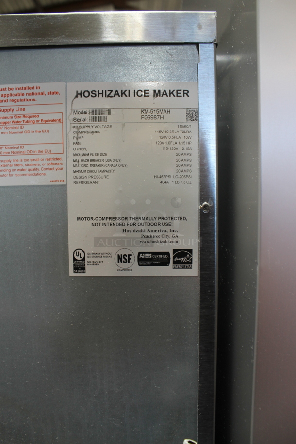 Hoshizaki KM-515MAH Stainless Steel Commercial Ice Machine Head on Commercial Bin. 115 Volts, 1 Phase. - Image 7 of 8