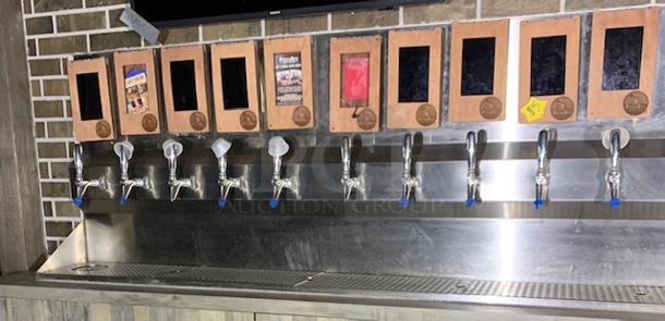 One Stainless Steel Beer Wall With 30 Taps, 30 Lenovo Tablets In Wooden Cases, ALL NOT WORKING!, And Stainless Drain Trays. 