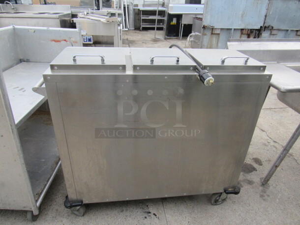 One Stainless Steel Aladdin Temp Rite  Electric Heated Plate Holder, On Casters. #DH08. 208 Volt. 1 Phase. 48X22X43 - Image 1 of 3