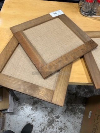 NEW Wood Frames 16X16 Burlap Cork Boards, 3XBID