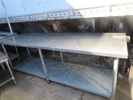 One 96X30X33.5 Stainless Steel Table With Under Shelf And 10lb Can Opener Bracket ONLY.