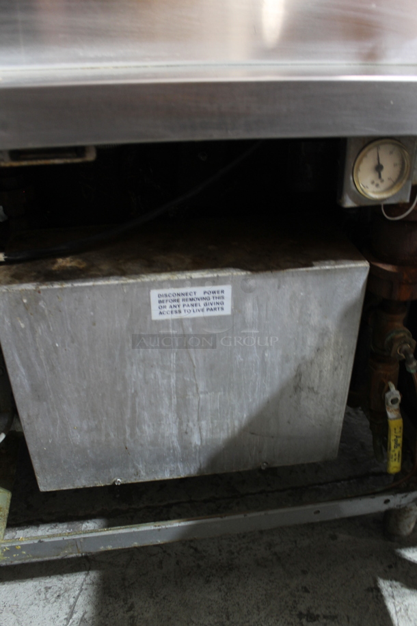 Vulcan VSX42ET Stainless Steel Commercial Electric Powered 2 Deck Steam Cabinet w/ Vulcan VDC-6 6 Gallon Tilting Kettle. 480 Volts, 3 Phase.  - Image 9 of 12