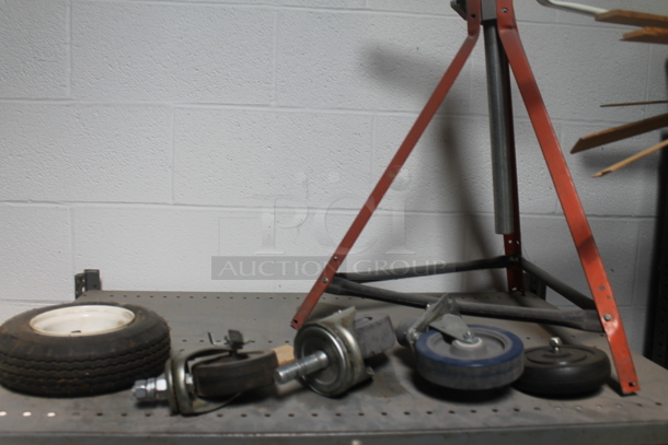 Gray Metal 4 Tier Shelving Unit w/ Contents Including Casters. BUYER MUST REMOVE. - Image 2 of 7