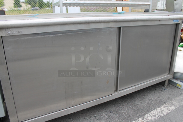 Stainless Steel Commercial Counter w/ 3 Bar Mats, 2 Doors and Under Shelf. - Image 4 of 9