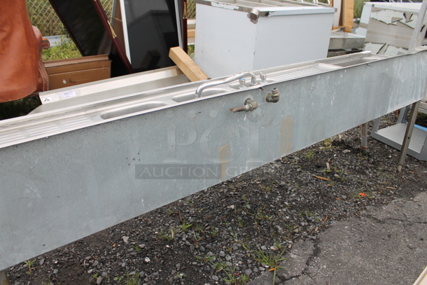 Stainless Steel Commercial 3 Bay Back Bar Sink w/ Ice Bin, 2 Drain Boards, Faucet and Handles. Bays 10x14x9.5. Drain Boards 18.5x16 - Image 5 of 6