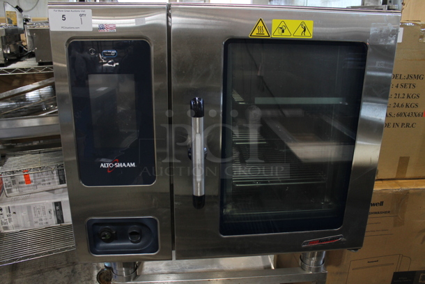 2019 Alto Shaam CTP6-10EVH Stainless Steel Commercial Electric Powered Convection Oven w/ View Through Door on Metal Equipment Stand w/ Commercial Casters. 208-240 Volts, 3 Phase.  - Image 3 of 6