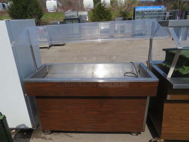 One WORKING Lakeside Refrigerated Table With Sneeze Guards On Casters. Model# 604. 58X28X58.