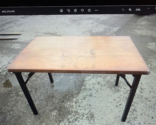 One Aluminum Folding Table By Southern Aluminum, With  Bronze Color Swirl  Finish. 48X30X30  - Image 1 of 3